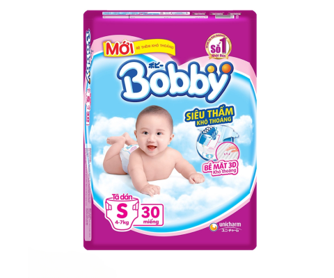 Tã dán Bobby Siêu Thấm size S 30 miếng