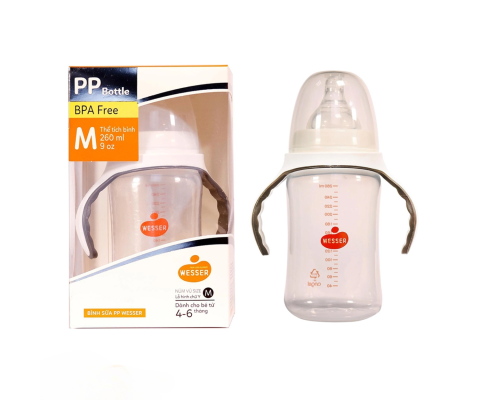 Bình sữa PP Wesser 260ml có tay cầm
