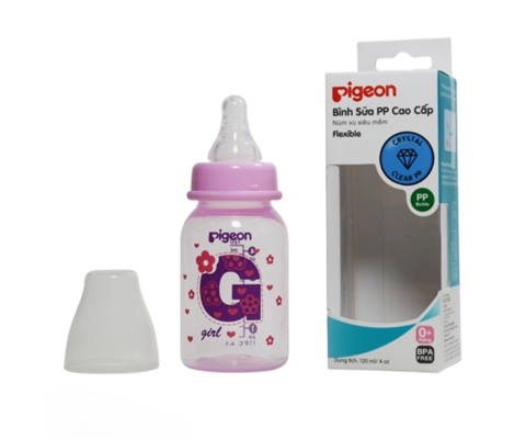 Bình sữa Pigeon PP cao cấp Hồng - Đủ màu