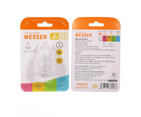 Núm ty Wesser cổ nhỏ size S M L (vỉ 2 cái) - giá 1 cái