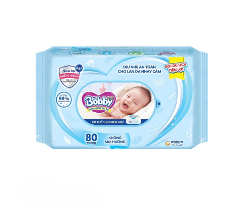 Khăn ướt Bobby 80 tờ không mùi